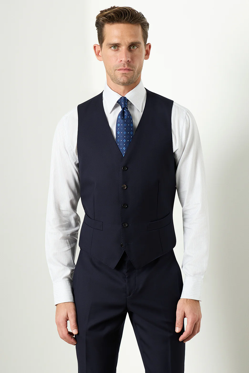 Saunders Navy Waistcoat - Image 3