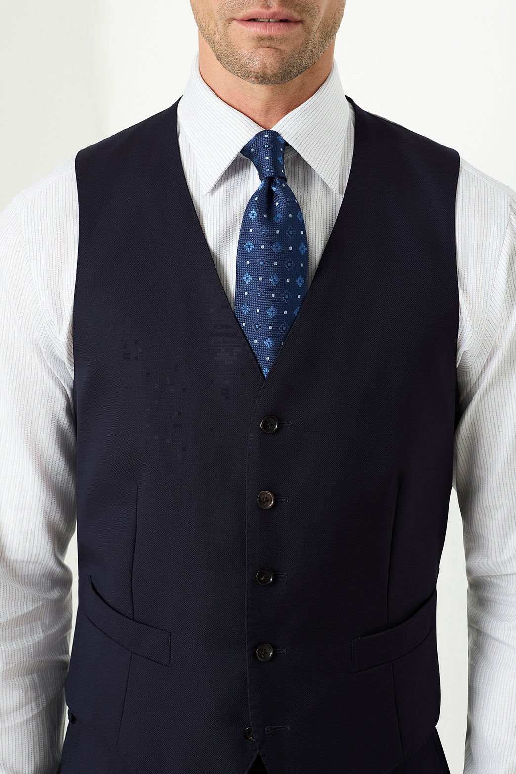 Saunders Navy Waistcoat - Image 5